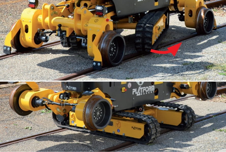 Tracked lift with stabilizers for rough terrain operation