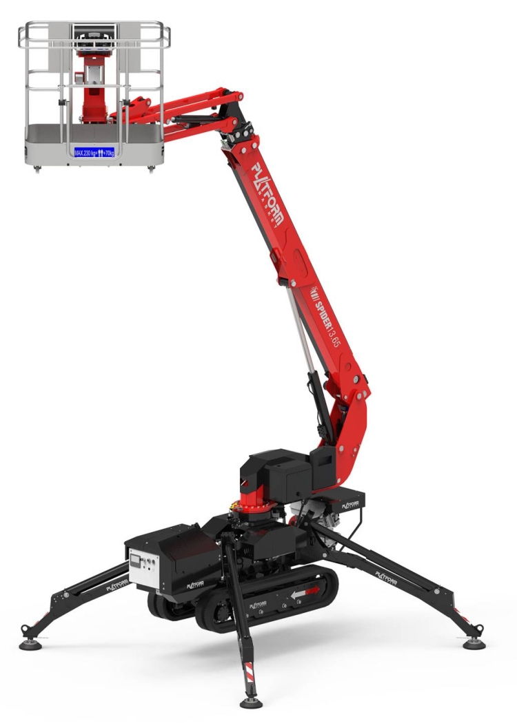 Spider 13.65 aerial lift with extendable boom and basket for elevated access.