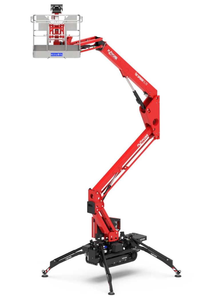 Spider 15.70 aerial work platform in a compact folded position for transport and storage.