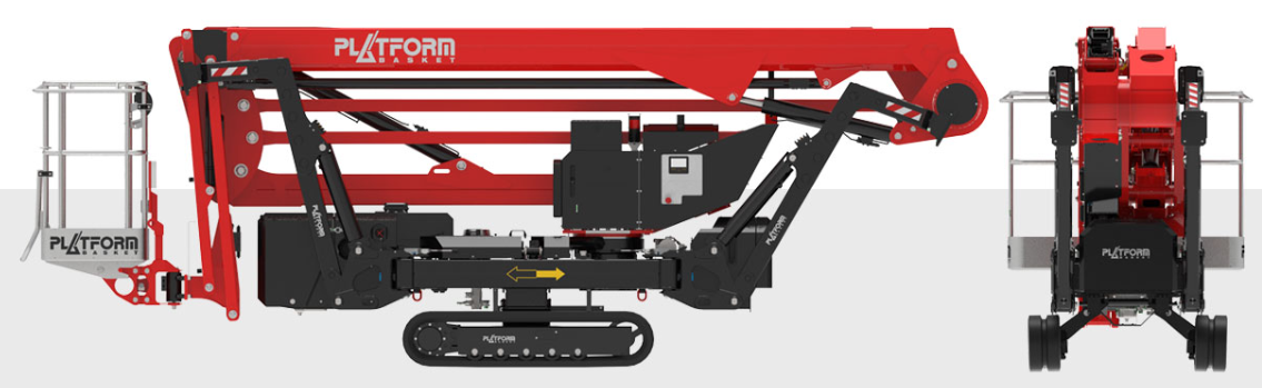 Compact spider lift in a folded and transportable state