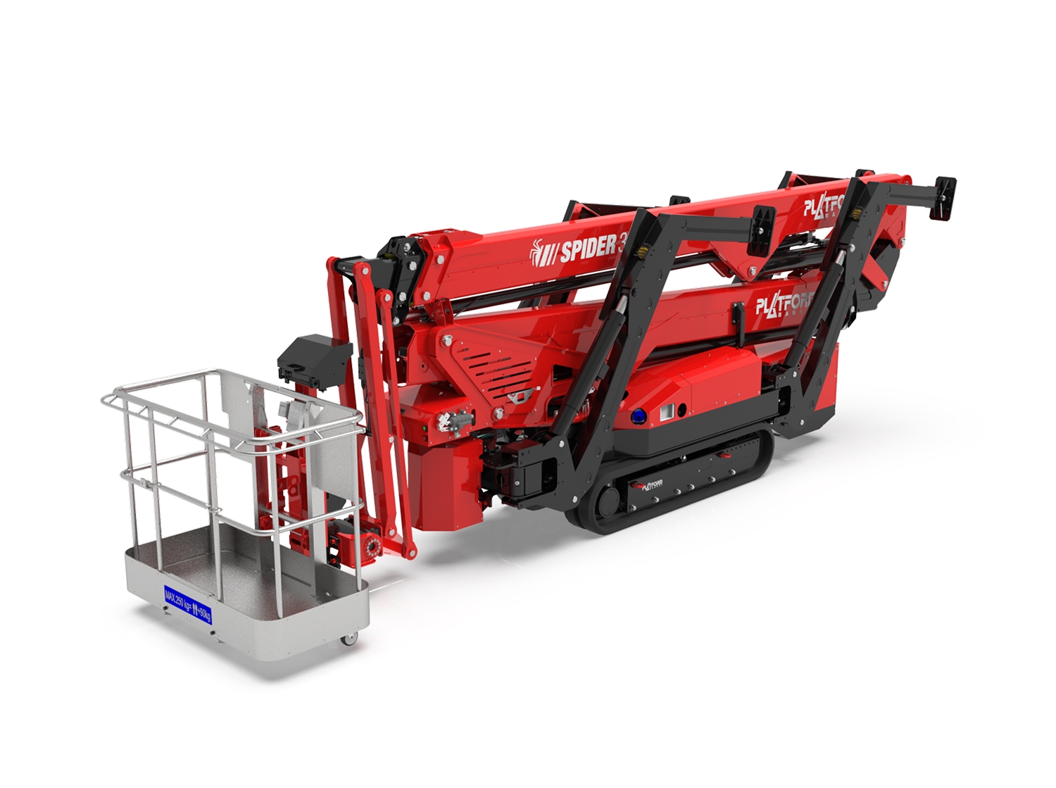 Tracked aerial spider lift Spider 30.14 operating on uneven terrain in Canada