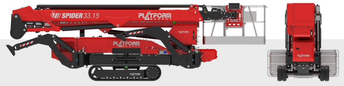 Folded tracked lift ready for easy transportation.