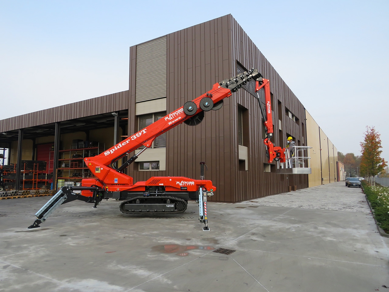 Elevated lift operation for industrial maintenance and access.