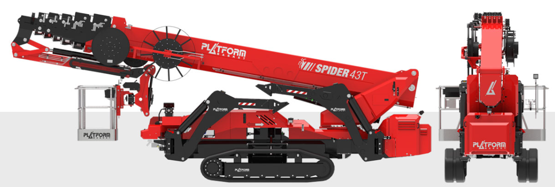 Compact tracked aerial platform for efficient transport.