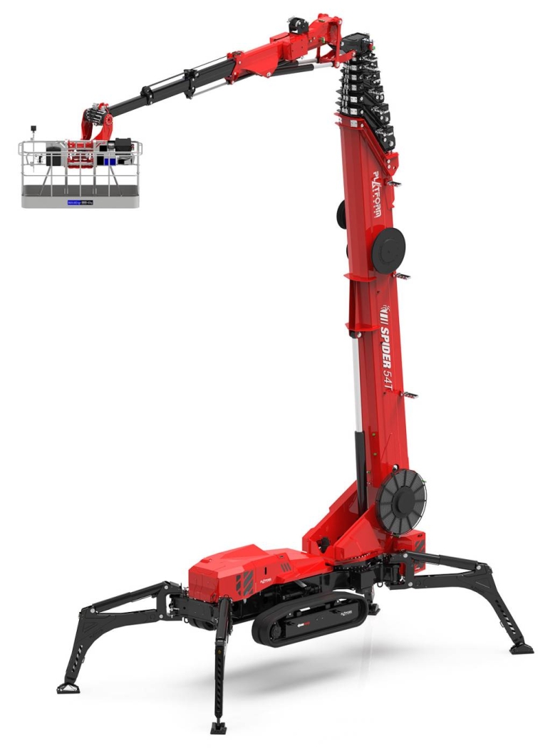 Spider 54 T Compact red tracked spider lift with extended articulated boom